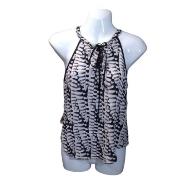 Greylin Silk Zebra Print Halter Tank - Picture 2 of 6